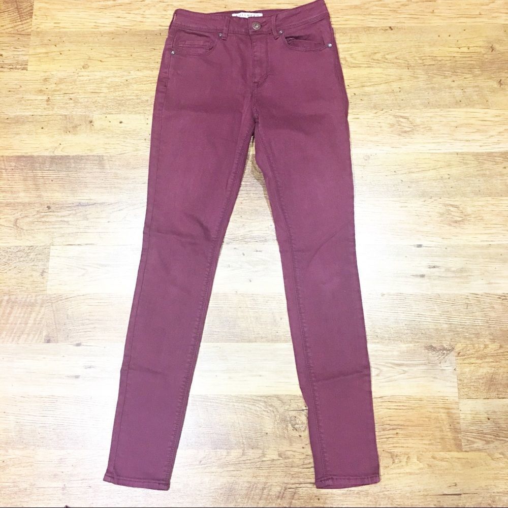 Bullhead Maroon Skinny High Rise Jeans